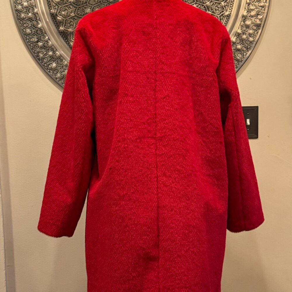 Coldwater Creek Red Faux Fur Car Coat - Picture 4 of 13